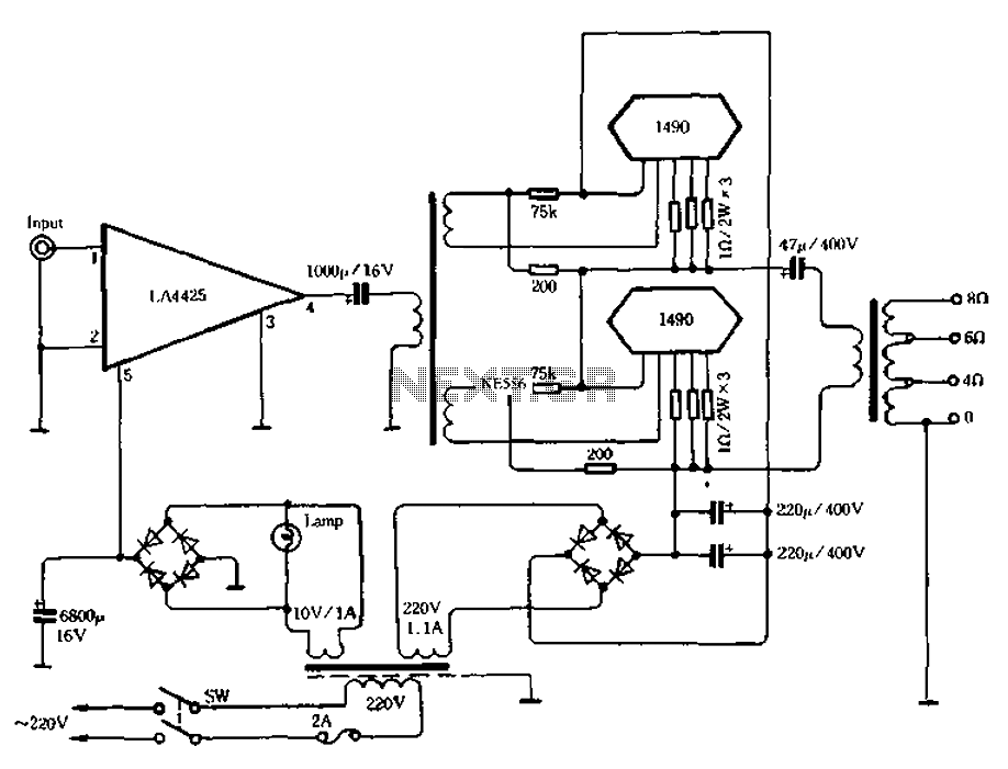 100W + 100W power amplifier