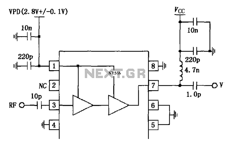 1880MHz internal bias circuit diagram of the amplifier application collector RF2324 – Circuit Schematic