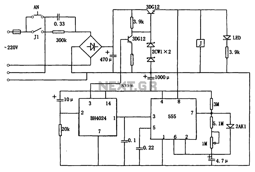 4 hours AC power timer circuit 555 BH4024