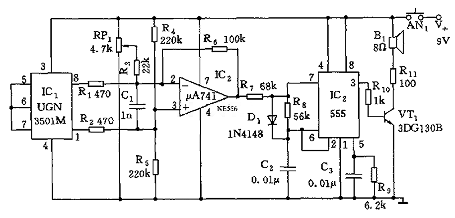 555 Audio guide blind electronic circuit diagram