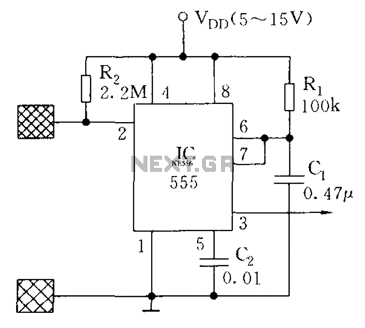 555 as the core of a circuit diagram of proximity switch