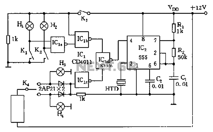 555 car alarm circuit diagram