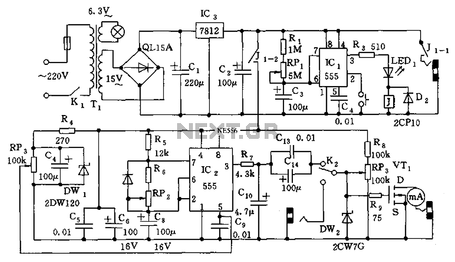 555 meter circuit diagram of the analog information Qigong