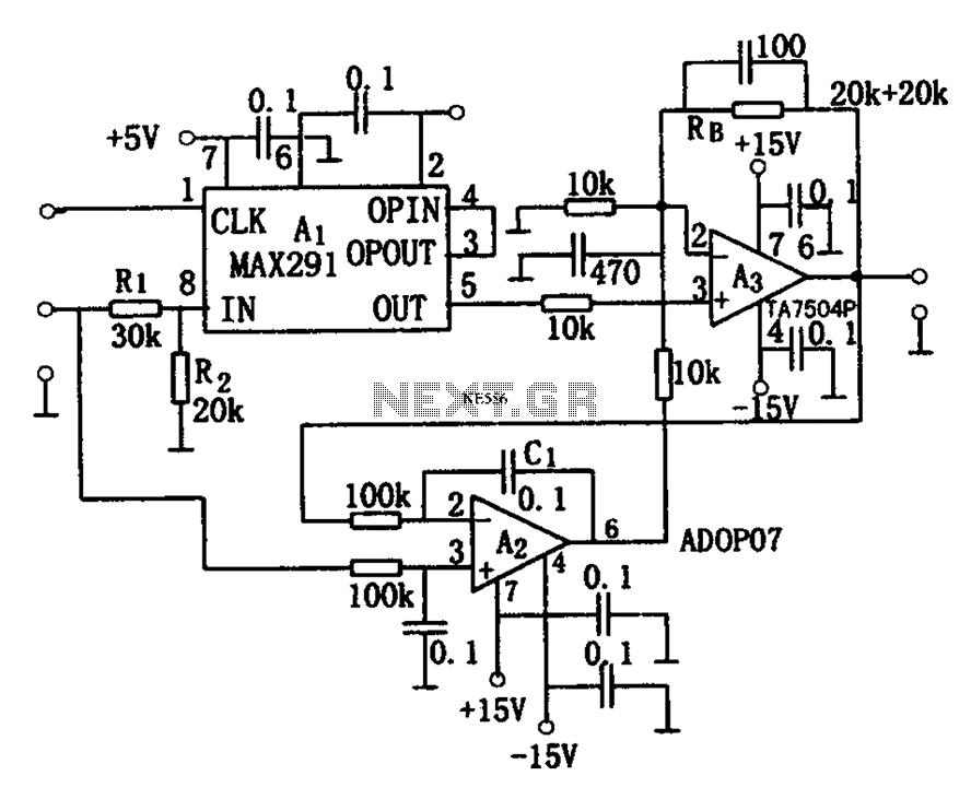 8 low-pass filter MAX291 TA7504P schematic circuit