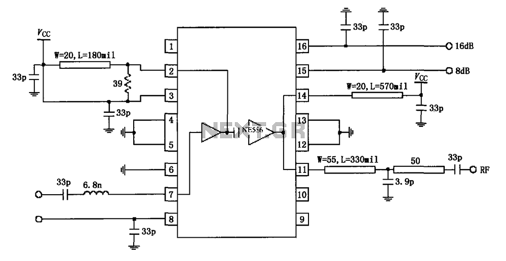 915MHz Power Amplifier RF2155 circuit diagram circuit