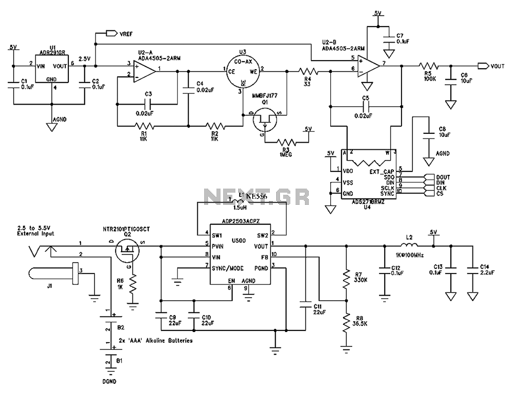 A circuit diagram of a portable gas detector circuit