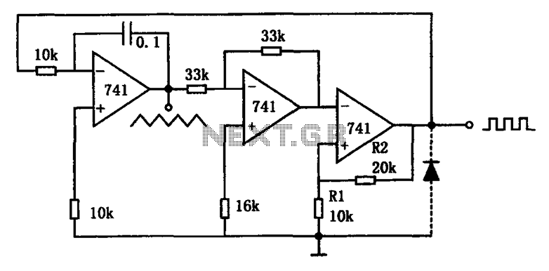 A variety of low-frequency waveform generator 741 circuit