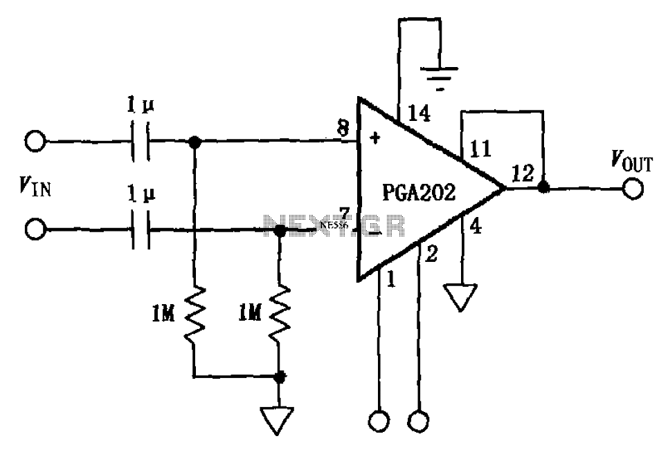 AC-coupled differential amplifier PGA202