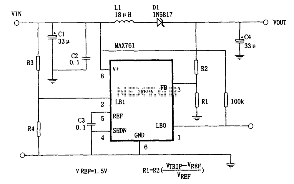 Adjustable output MAX761 boost power supply