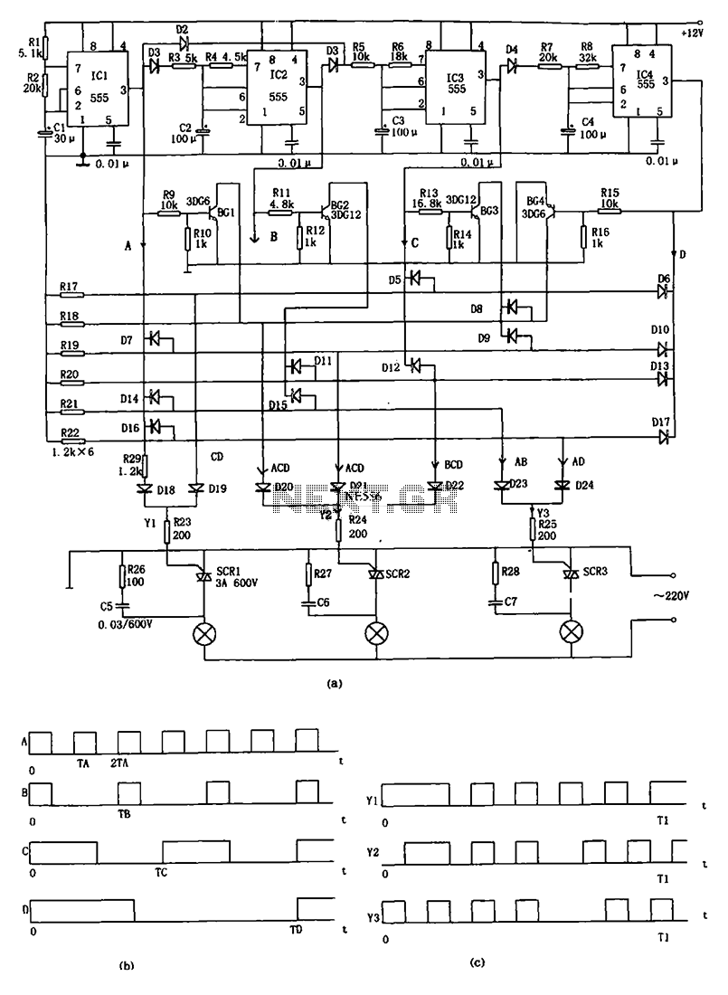 Advertising lights controller circuit diagram 555 circuit