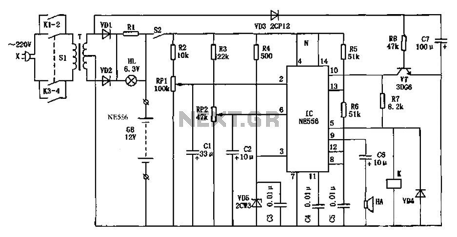 Automatic generator start battery monitor circuit diagram