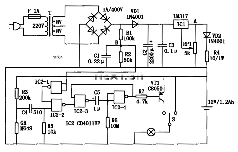 Automatic multipurpose emergency lights circuit diagram – Circuit Schematic
