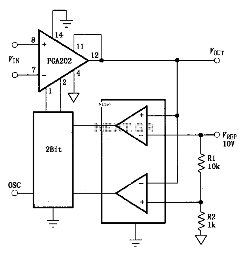 Automatic range switching circuit diagram PGA202