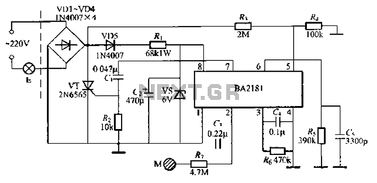BA2181 stepping touch dimmer light circuit