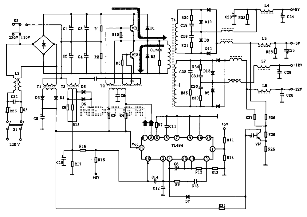 BE-150 mainframe computer switching power supply circuit