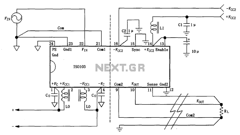 Basic circuit diagram connection of signal and power ISO103 circuit