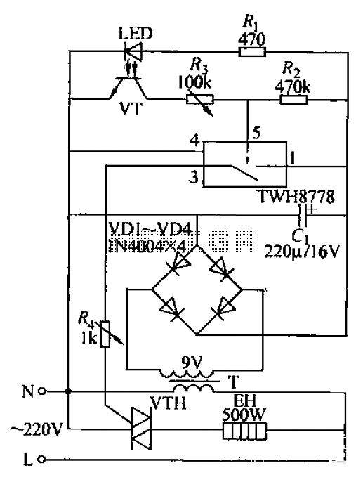 Bathroom automatic hand dryer circuit