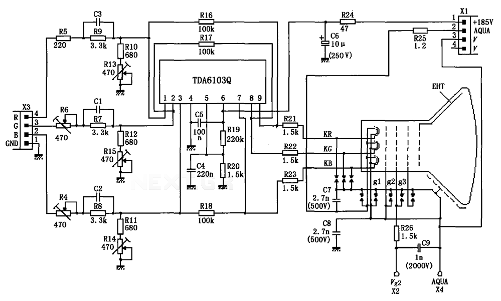 By the actual application circuit composed of a color picture tube with TDA6103Q circuit