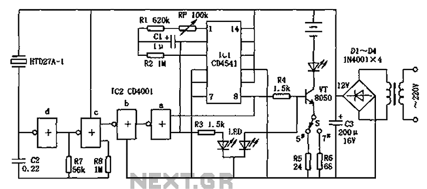 CD4541 circuit diagram of Ni-Cd battery is automatically charged circuit