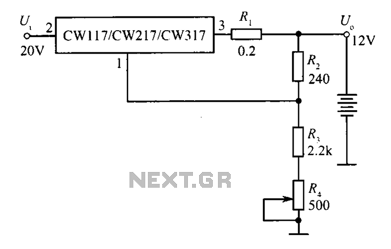CW117 CW217 CW317 12V constant-voltage charger circuit