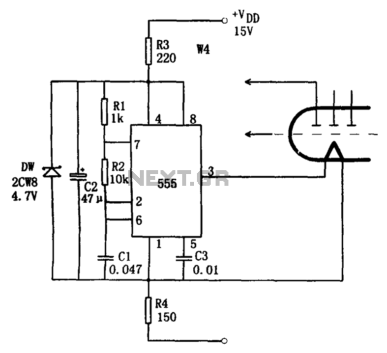 Cheap fluorescent display circuit 555 circuit