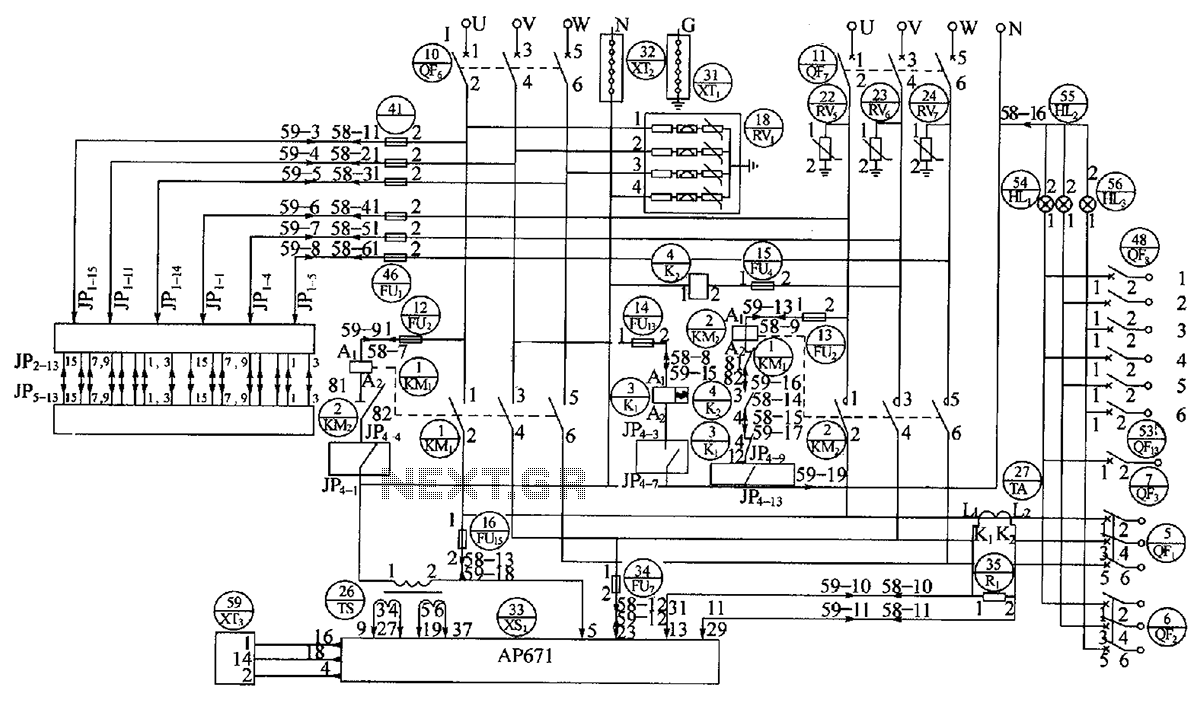 DUM23-48 300II AC power distribution unit electrical schematic diagram circuit