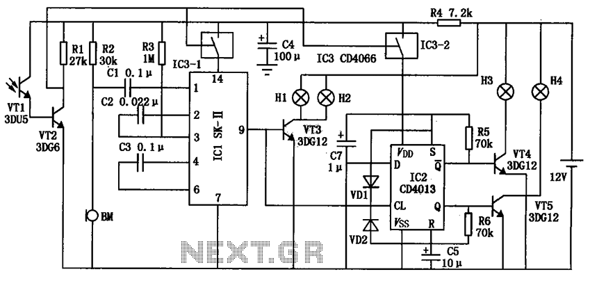 Electronic signs sound and light control circuit
