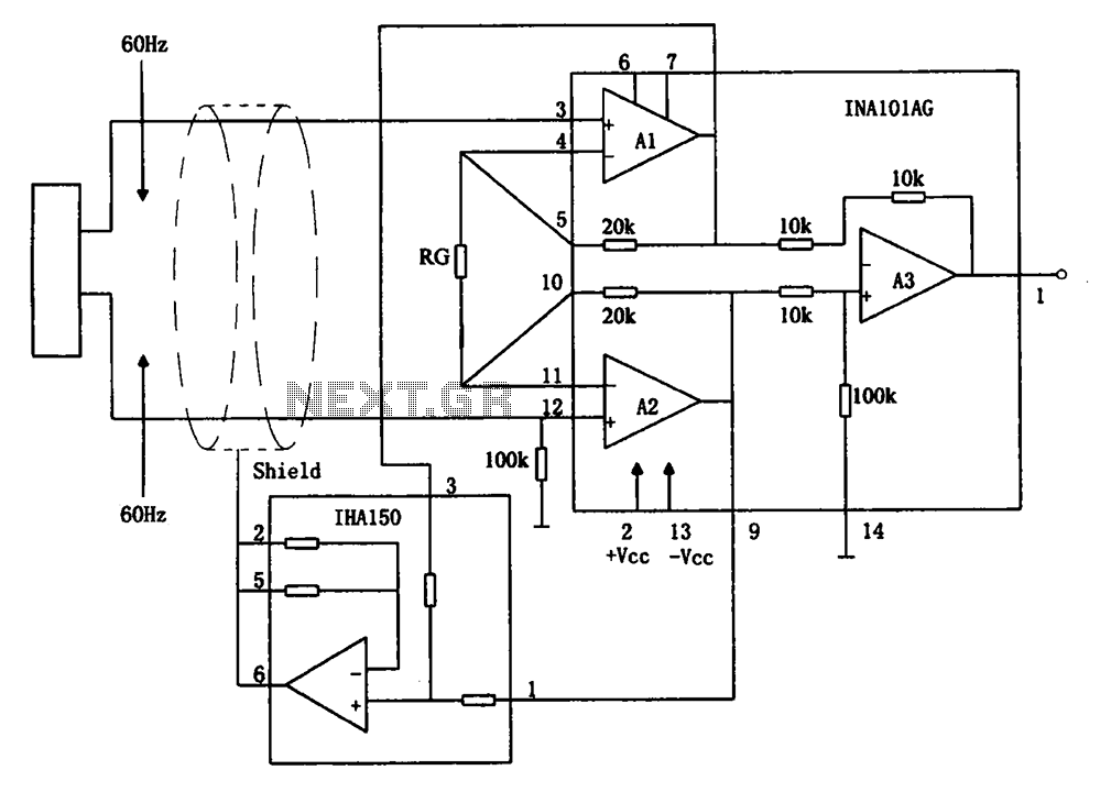 Eliminate hum instrumentation amplifier INA101 circuit