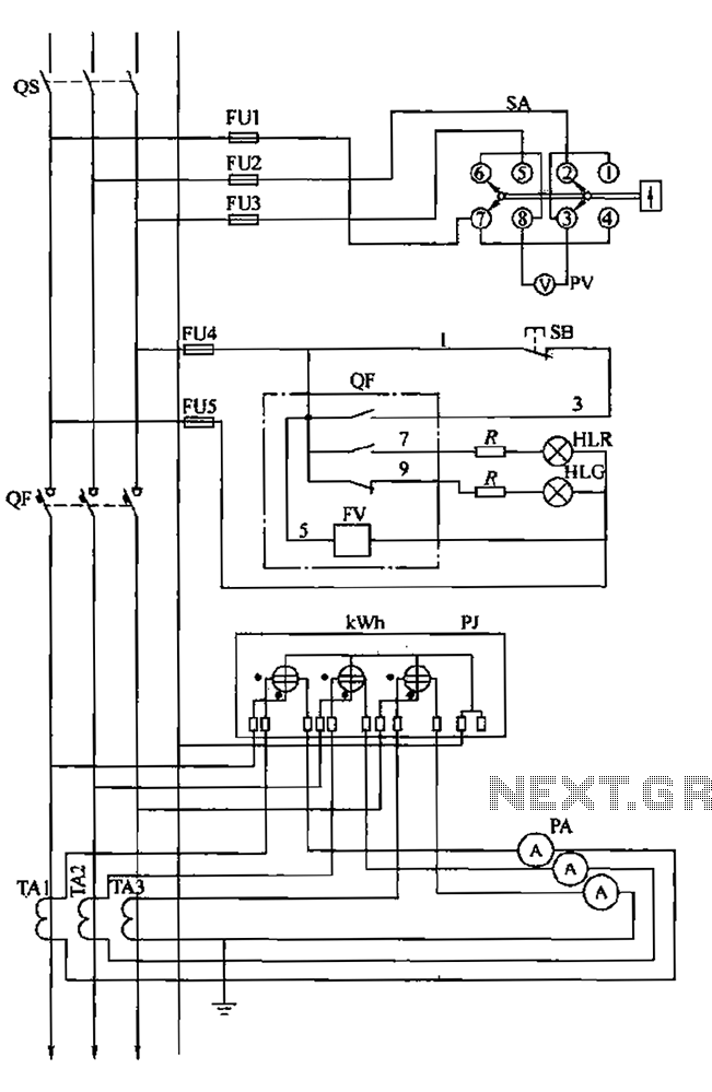 Factory secondary low-voltage distribution electrical panel wiring diagram circuit