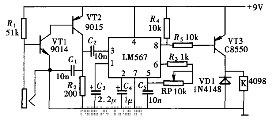 Frequency electronic locks LM567 schematic circuit