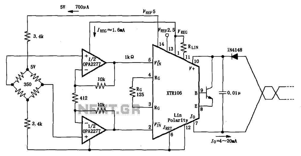 Has 50 times the pre-amplified bridge circuit diagram XTR106