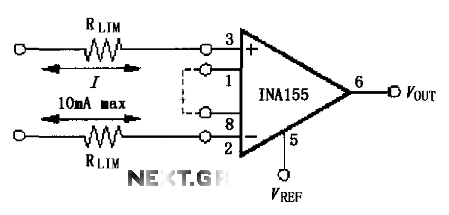 INA155 156 input current protection circuit diagram