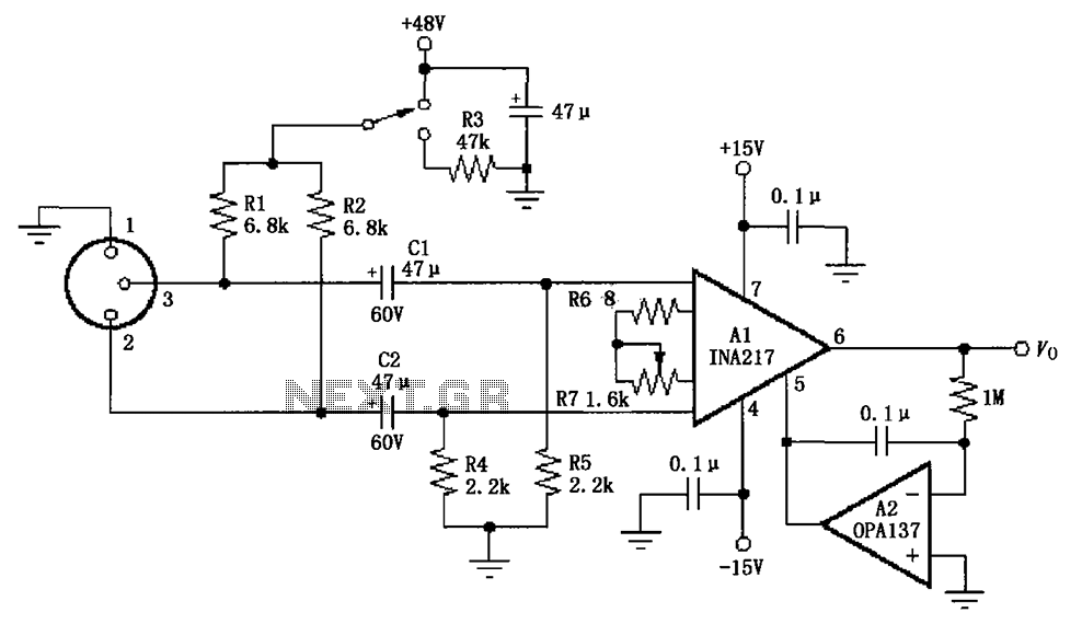 INA217 professional miniature microphone microphone circuit diagram of a typical preamp circuit