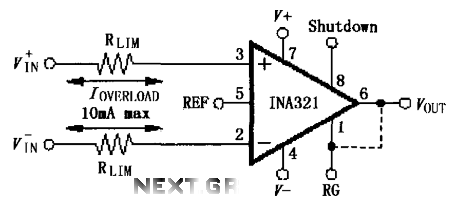 INA321 322 input current protection circuit diagram