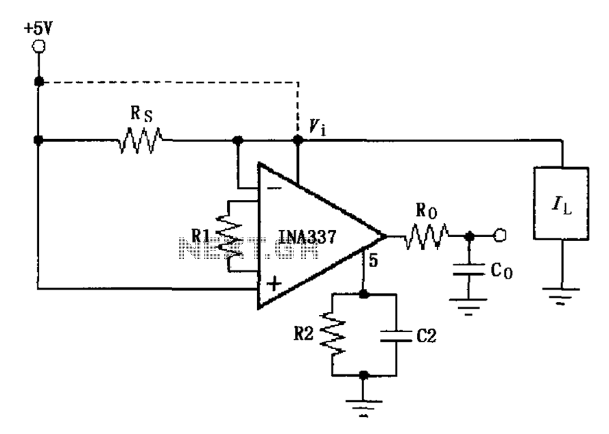 INA337 high-end configuration of the load current measurement shunt circuit diagram – Circuit Schematic