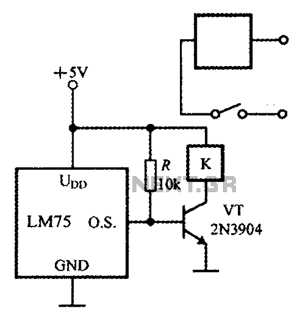 Intelligent thermostat temperature sensor LM75 circuit diagram consisting