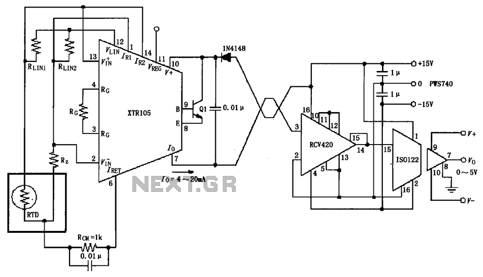 Isolated send receive ring circuit diagram XTR105 RCV420 – Circuit Schematic