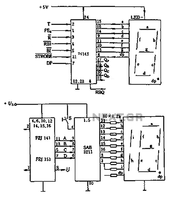 LED display control circuit diagram of a counter circuit