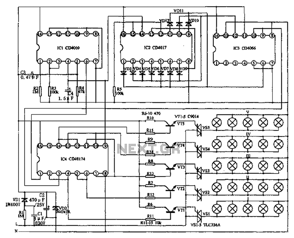 Lantern controller circuit diagram of a two-dimensional circuit