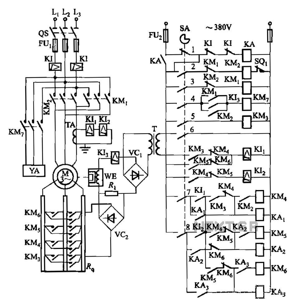 Lift control circuit attached to the wall – Circuit Schematic