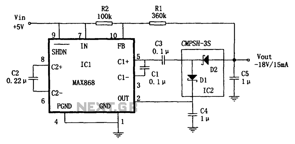 MAX668 inverting configuration quadruple pressure DC DC converter power supply circuit