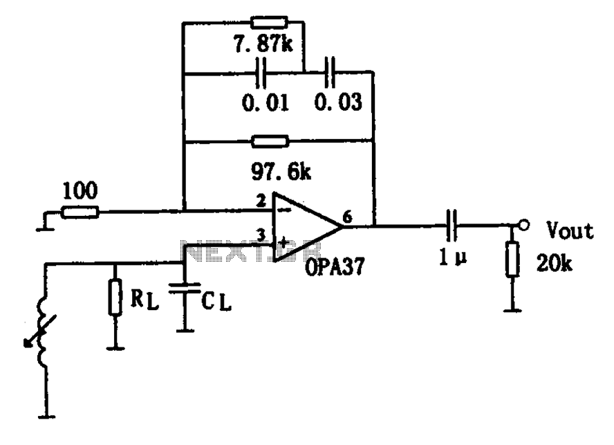 OPA37 low-noise preamplifier – Circuit Schematic