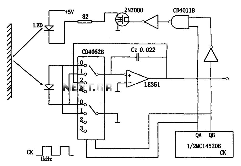 Reflected light intensity detecting circuit CD4052B CD4011B