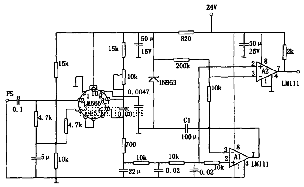 Sensitive frequency demodulator LM565 LM111 – Circuit Schematic