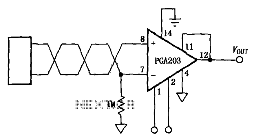 Source suspended programmable instrumentation amplifier PGA203