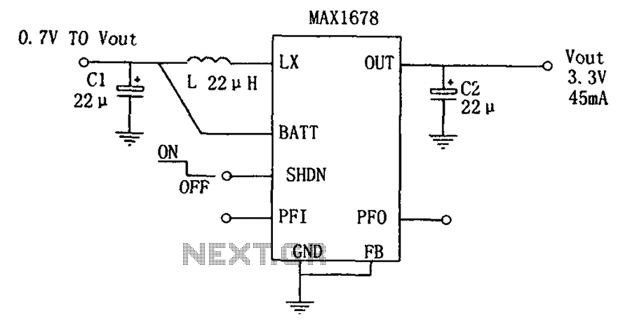 Suitable for pager unit cell MAX1678 high-efficiency step-up power supply configuration – Circuit Schematic