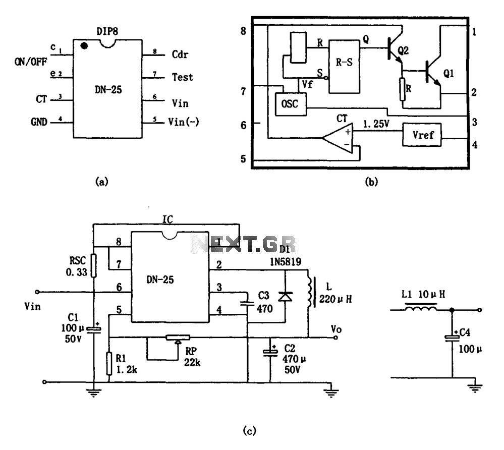 Switching power supply monolithic switching regulator DN-25 configuration