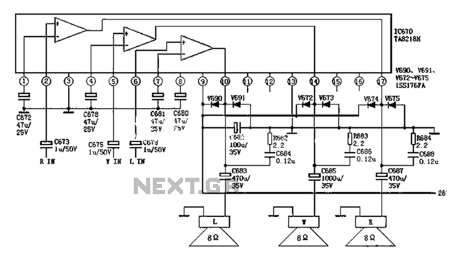 TV audio circuit diagram TA8218AH – Circuit Schematic