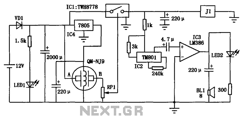 The driver alcohol detection alarm controller circuit diagram – Circuit Schematic