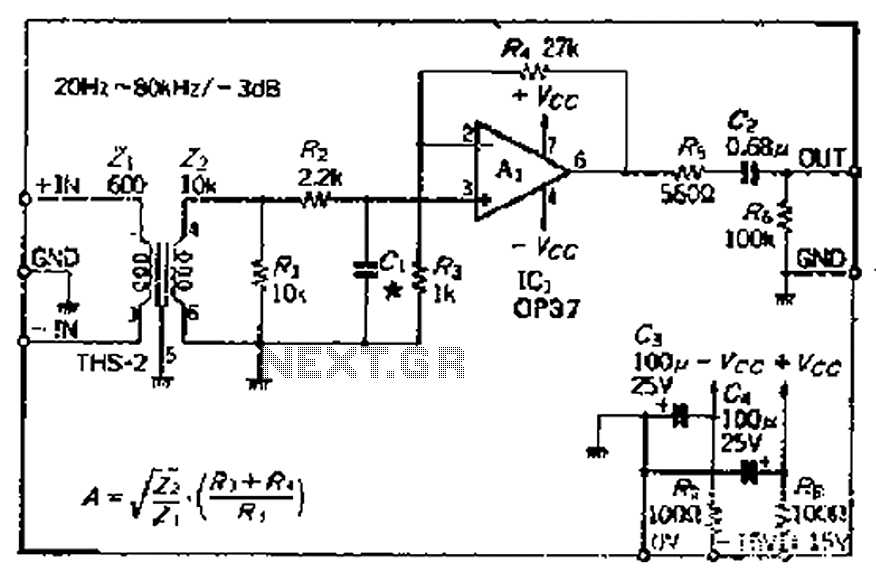 The input circuit common mode noise suppression microphone amplifier with balance